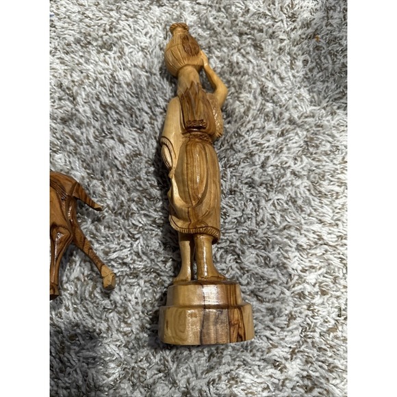 Vintage Carved Wooden traveler Dated Made In Ahmad Jordan3 Wooden Figures - Picture 13 of 16